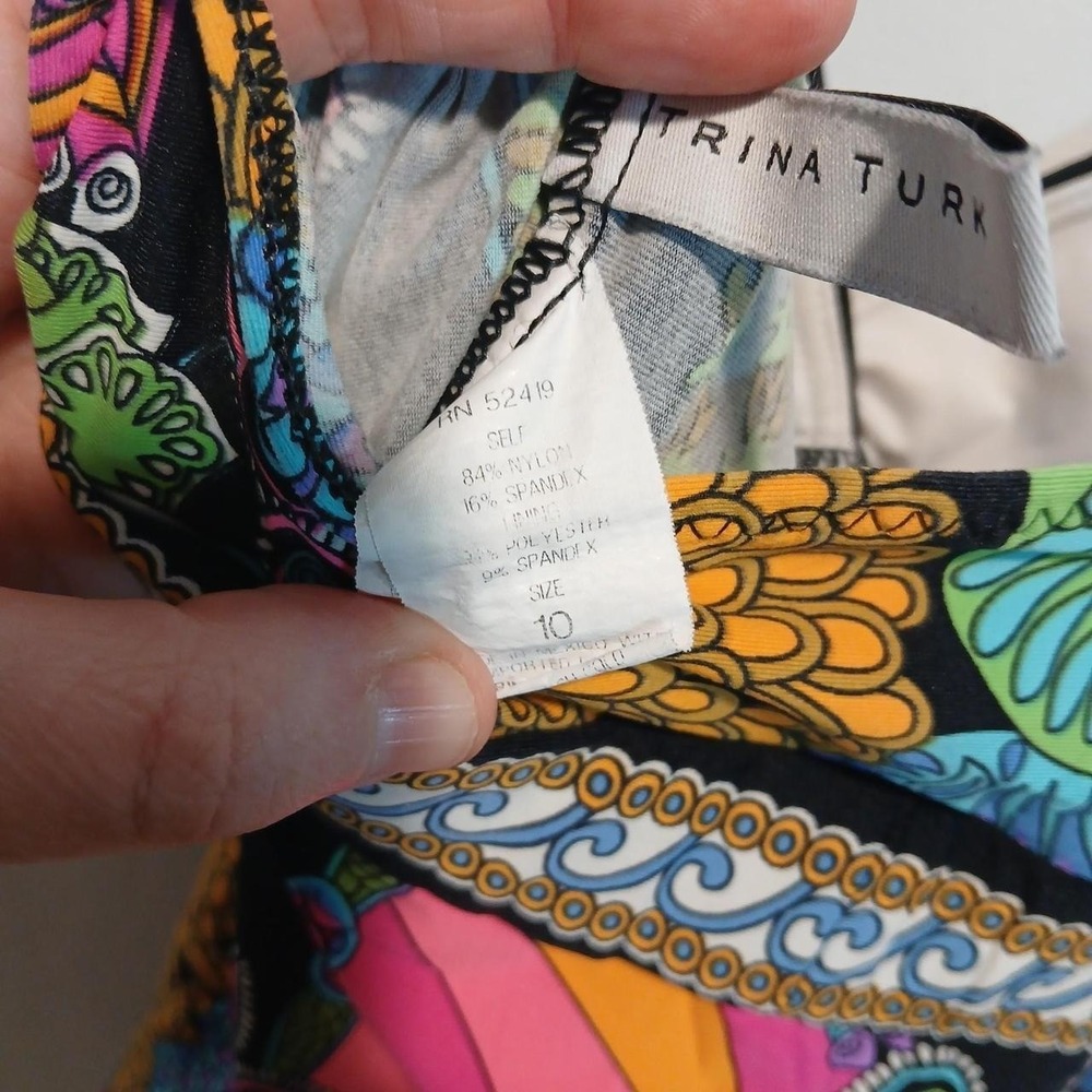 Trina Turk Tankini Swim sz10 boho paisley resortwear hippie swim beach vacation - Picture 4 of 5